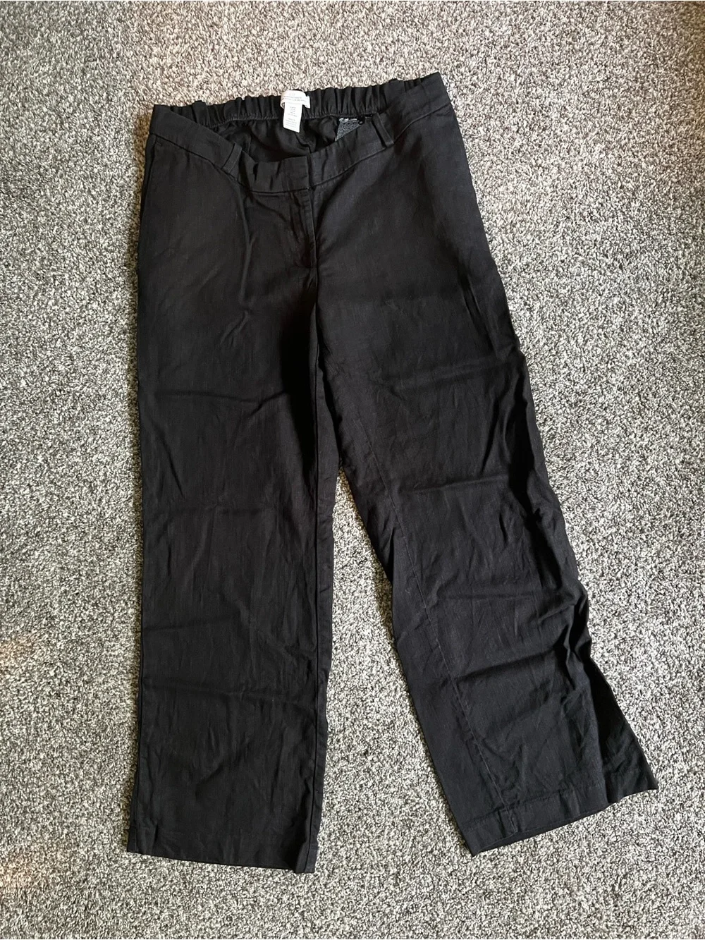 H&M Wide-Leg Black Linen-Blend Pants